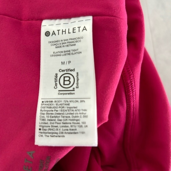 Athleta Elation Shine Tight Hot Pink size Medium PETITE - Picture 6 of 8
